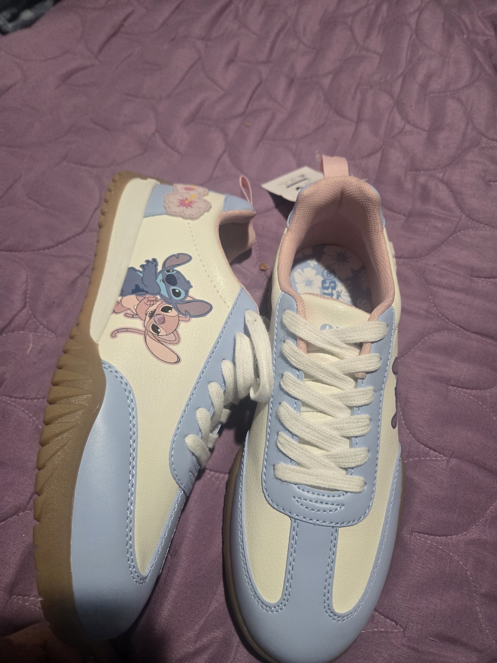 Disney Light Blue, Pink and White Women's Lilo & Stitch Lace-Up Sneakers
